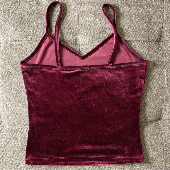 Garage Rich Wine Velvet Crop Tank Top - Picture 3 of 10